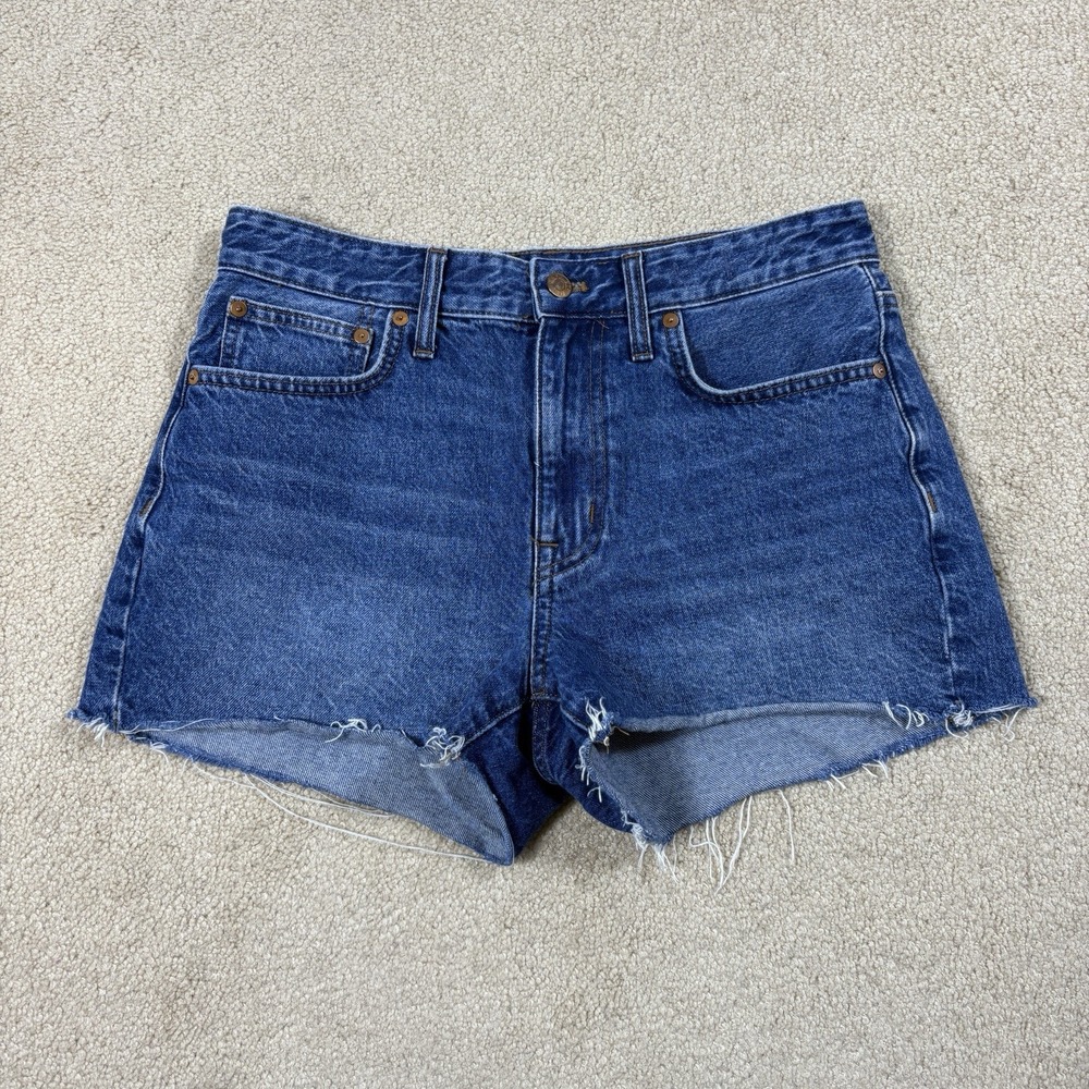 Madewell Womens Jean Shorts Blue Size 27 Relaxed Fit Med Wash Denim Raw Hem